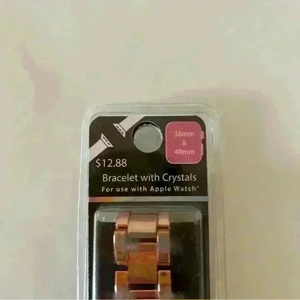 Rose Gold & Silver Apple Watch Band with faux diamonds - Picture 3 of 4